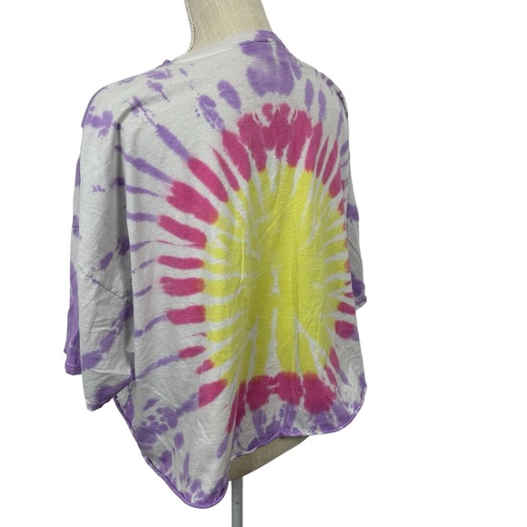 AC/DC Highway to Hell Tie Dye Cropped T-Shirt Short Sleeve Womens Size 3X Purple - Picture 4 of 8